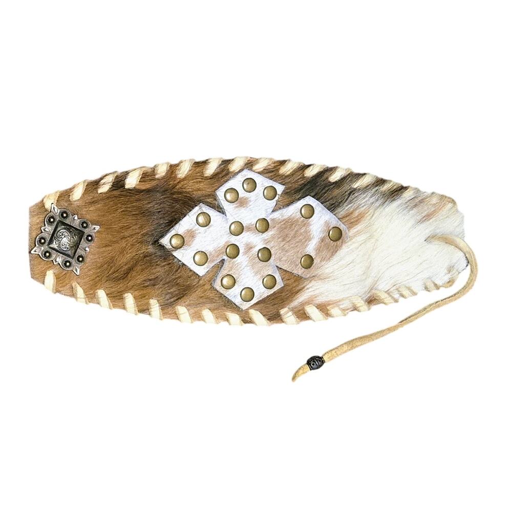 Vintage Handmade Western-Style Wide Leather Bookmark Concho/Stud